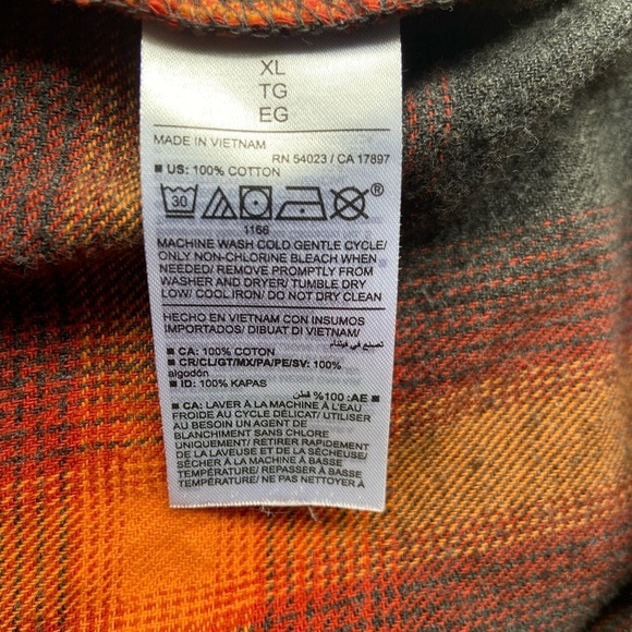 Old Navy Evermore Boyfriend Plaid Flannel Orange Black XL Swiftie ASO Taylor - Picture 6 of 11